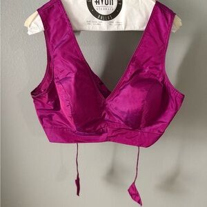 Vibrant Pink Satin Lehenga Crop Top